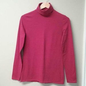 Eddie Bauer Pink Striped Cotton/Spandex Turtleneck Size M